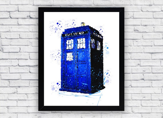 Doctor Who Tardis Watercolor Printable Wall Art