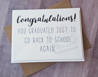 Congratulations Graduation Card ~ High School Graduation ~ Funny Graduation ~ Congrats Grad ~ Funny Card ~ Handmade ~ Greeting Cards