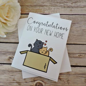 Carte pour la nouvelle maison - Home Sweet Home - Cartes de voeux - Carte chat - Carte chat pour la maison - Carte Welcome Home - Carte pour propriétaire de chat - Amoureux des chats