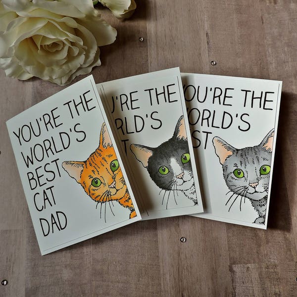 World's Best Cat Dad Card - Funny Father's Day - Cat - Cat Lovers Gift - Dad Birthday Card - Greeting Cards - Cat Parent Card - Gift for Him