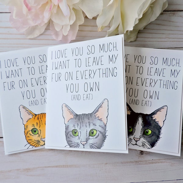I Love You Cat Card - Cat Dad - Cat Mom - Mother's Day Cat Card -  Father's Day Cat Card - Cat Lovers Gift - Birthday Card - Greeting Cards