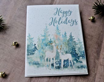 Pack of Blue Christmas Cards - Christmas Card Pack - Holiday Cards - Merry Christmas - Happy Holidays - Xmas Cards