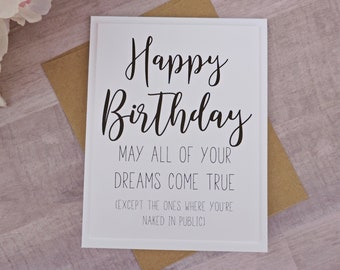 Funny Birthday Card - Greeting Cards - Happy Birthday Cards - Birthday Cards - Naked Card - Funny Cards