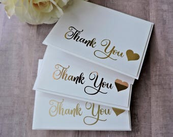 Pack of Thank You Cards - Gold - Rose Gold - Matte Gold - Wedding Cards - Greeting Cards - Handmade Cards - Card Pack - Foil Cards - Bride