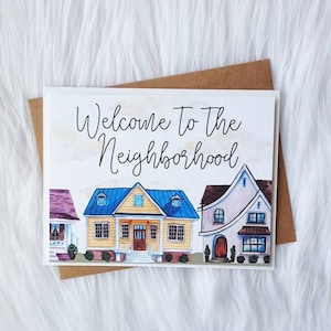 Carte de bienvenue voisin - cadeau de pendaison de crémaillère - carte nouvelle maison - carte nouvelle maison - carte de bienvenue maison - carte quartier -