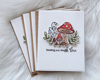 Sending Mush Love Card -  Mushroom Card - Love Cards - Thank You Cards - Valentines Day Card - Greeting Cards - Friendship Cards