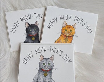 Happy Meowther's Day Card - Funny Mothers Day Card - Cat - Cat Lovers Gift - Cat Parent Card - Greeting Cards - Moms Day - Cat Mom Card