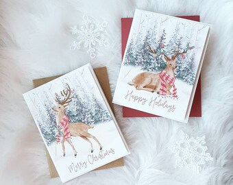 Pack of Reindeer Christmas Cards - Holiday Cards - Merry Christmas - Holiday Card - Pack of Cards - Card Set - Greeting Cards