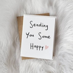 Sending Happy Greeting Card - Thinking of You - Miss You Card - Get Well Soon Cards - Just Because Cards - Social Distance - Friendship Card