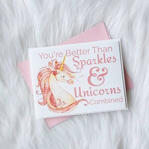 Unicornios y destellos combinados - Tarjeta sólo porque - Tarjeta de cumpleaños - Cumpleaños de unicornio - Tarjeta motivacional - Tarjeta sólo porque