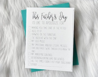 Fathers Day Apology Card - Father's Day Card - Funny Father's Day - Cards for Dad - Gifts for Dad - Funny Cards - Dad Card