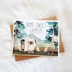 Cartão Camper - Happy Camper - Presente de acampamento - Cartão de viagem - Camping - Lar doce lar - Cartões comemorativos