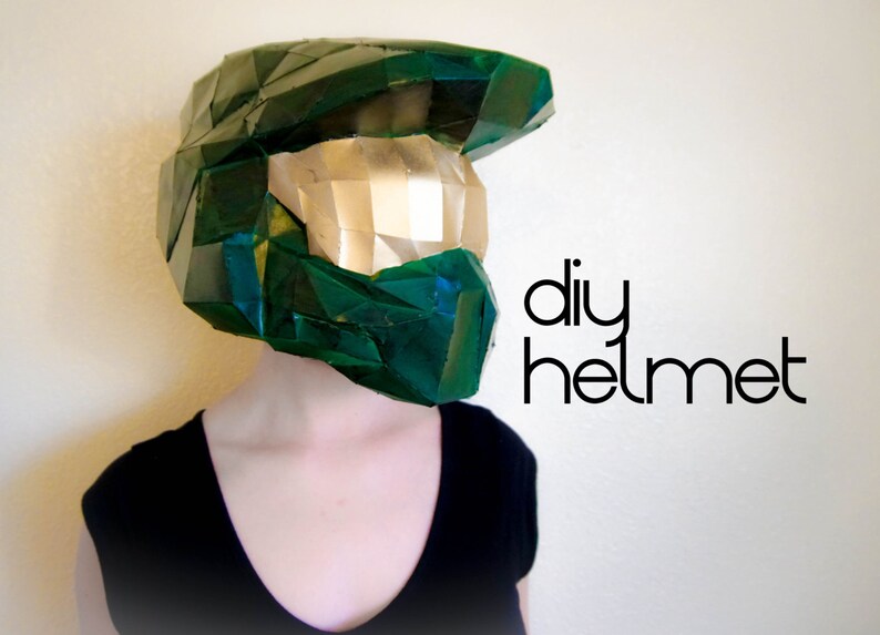 Master Chief Helmet - Make your own with a PDF Download - Halo helmet, diy, papercraft, master chief armor, halloween costumes, cosplay 