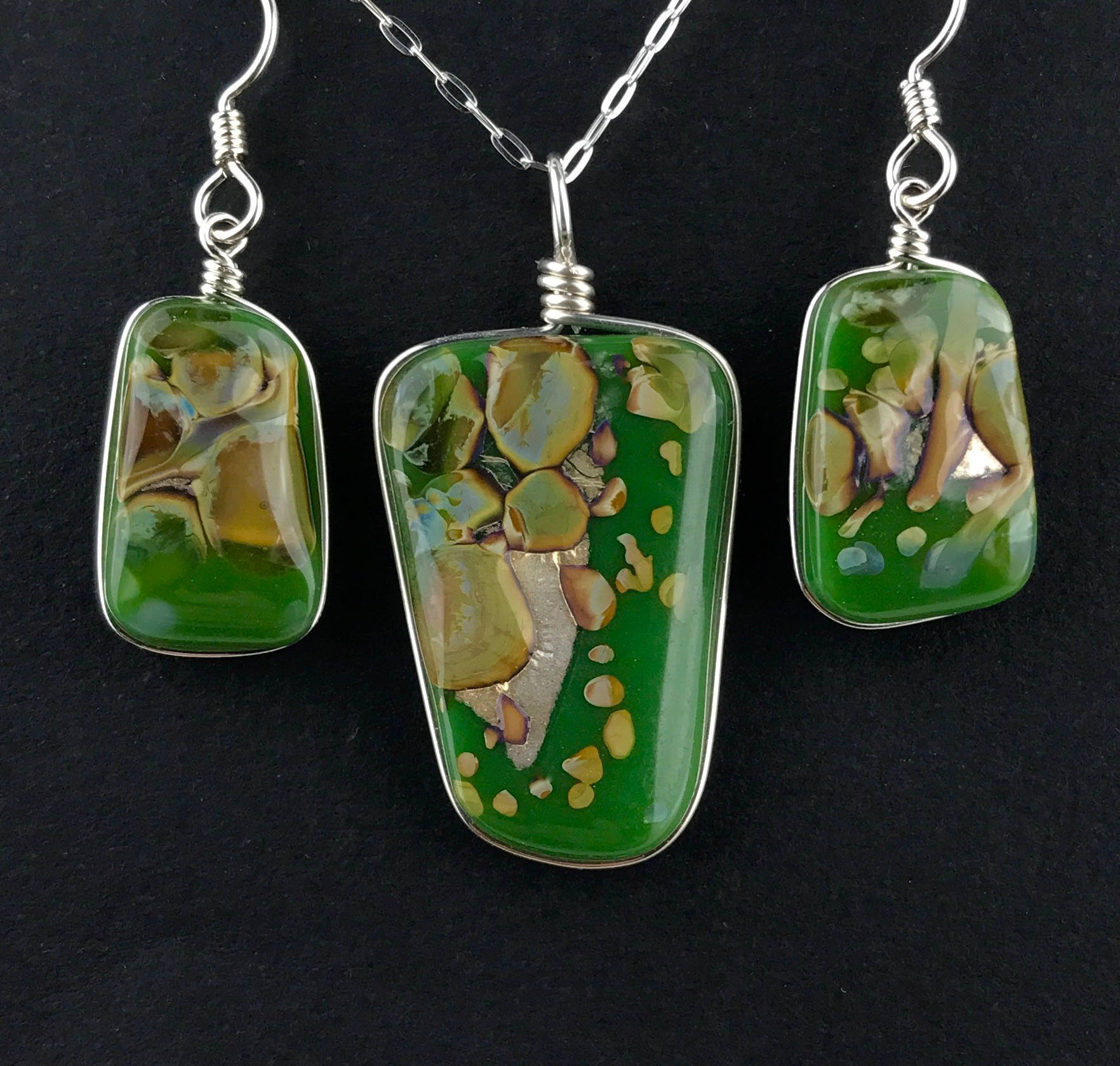 Fused Glass Jewelry Reactive Glass / Green and reactive fused Etsy