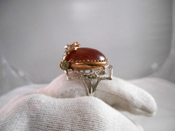 Artisan Ruby and Fluorite Ring, Featuring Sterlin… - image 4