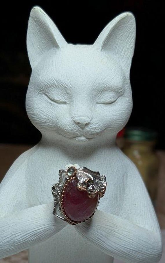 Artisan Ruby and Fluorite Ring, Featuring Sterlin… - image 2