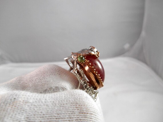Artisan Ruby and Fluorite Ring, Featuring Sterlin… - image 5