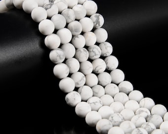 Natural White Howlite Matte Round Beads 4mm 6mm 8mm 10mm 12mm 15.5&quot; Strand