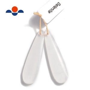 Selenite Pendant Earrings Teardrop Shape 12x45mm Sold Per Pair