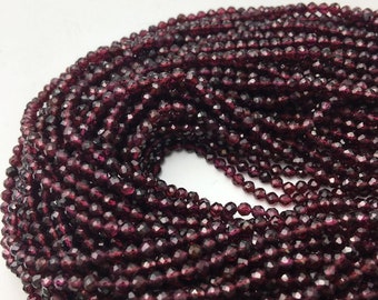 Rhodolite Garnet Natural Garnet Round Faceted 5 strands 3mm Granet Beads Faceted Round