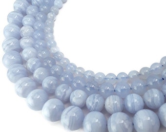 Dark Blue Chalcedony Beads Blue Stone Beads Round Dark Blue | Etsy