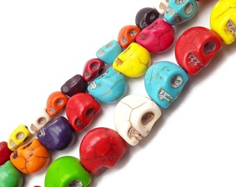 13mm Red Rain Stone Skull Loose Beads 16/"