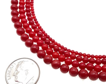 High Quality glossy dyed dark Red Sea Bamboo Wholesale beads supply S-M Dyed Coral 6mm 7mm 8mm smooth Round loose Beads