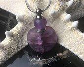Purple Fluorite Perfume Bottle Genuine Gemstone Pendant Neclace Purple Fluorite Heart Chakra, Magical Medicine Bottle Pendant