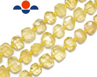 German Cut /& Faceted in 18 long Super Sale offer Lemon Quartz 1 Strand 8-12.5mm BP05