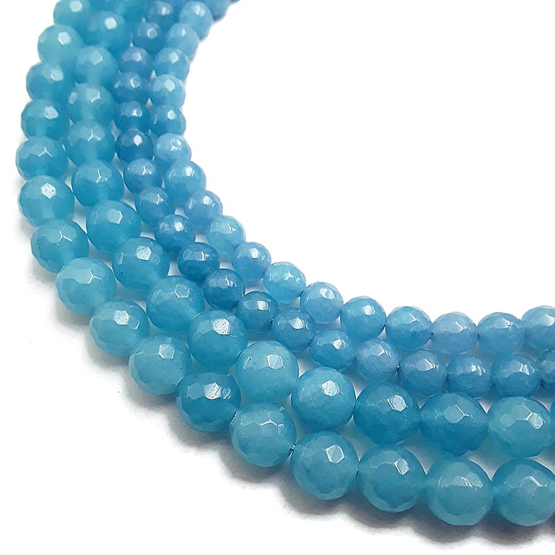 Blue Sponge Quartz Faceted Round Beads 4mm 6mm 8mm 10mm 12mm 15.5