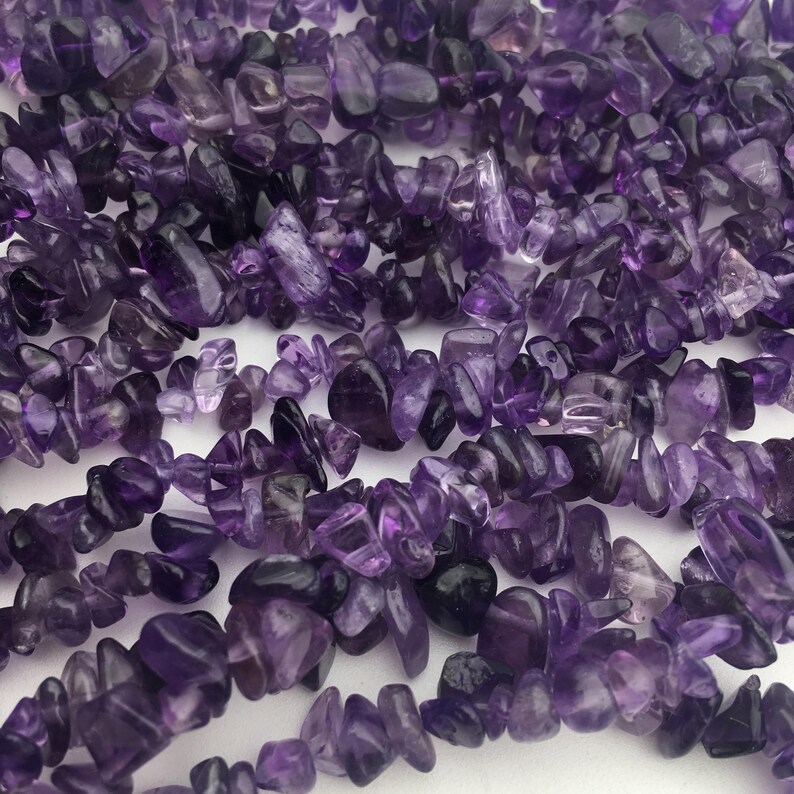 Amethyst Irregular Pebble Nugget Chips Beads Size 7-8mm 34 Strand image 2