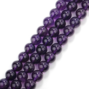 Natural Grade AAA Amethyst Smooth Round Beads 6mm 8mm 10mm 12mm 15.5&quot; Strand