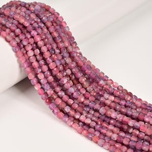 Natural Purple Tourmaline & Lepidolite Faceted Cube Beads Size 4mm 15.5'' Strand