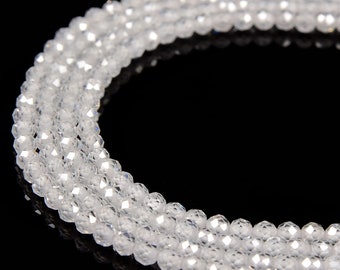 Clear Cubic Zirconia Faceted Round Beads 2mm 3mm 4mm 15.5'' Strand