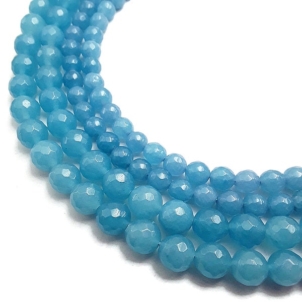 Blue Sponge Quartz Faceted Round Beads 4mm 6mm 8mm 10mm 12mm 15.5" Strand