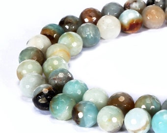 Multi Amazonite Faceted Round Beads 4mm 6mm 8mm 10mm 12mm 14mm 16mm 15.5" Strand
