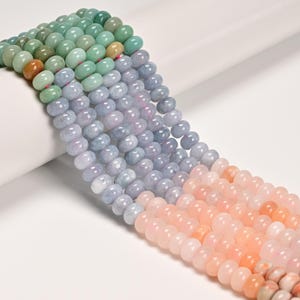 12-Multi-color Gemstone Smooth Rondelle Beads Size 5x8mm 15.3" Strand