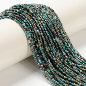 Natural Azurite Fynchenite Faceted Rondelle Beads Size 1.5x2mm 15.5'' Strand