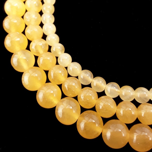 Yellow Honey Calcite Smooth Round Beads Size 6mm 7mm 8mm 10mm 15.5" Strand