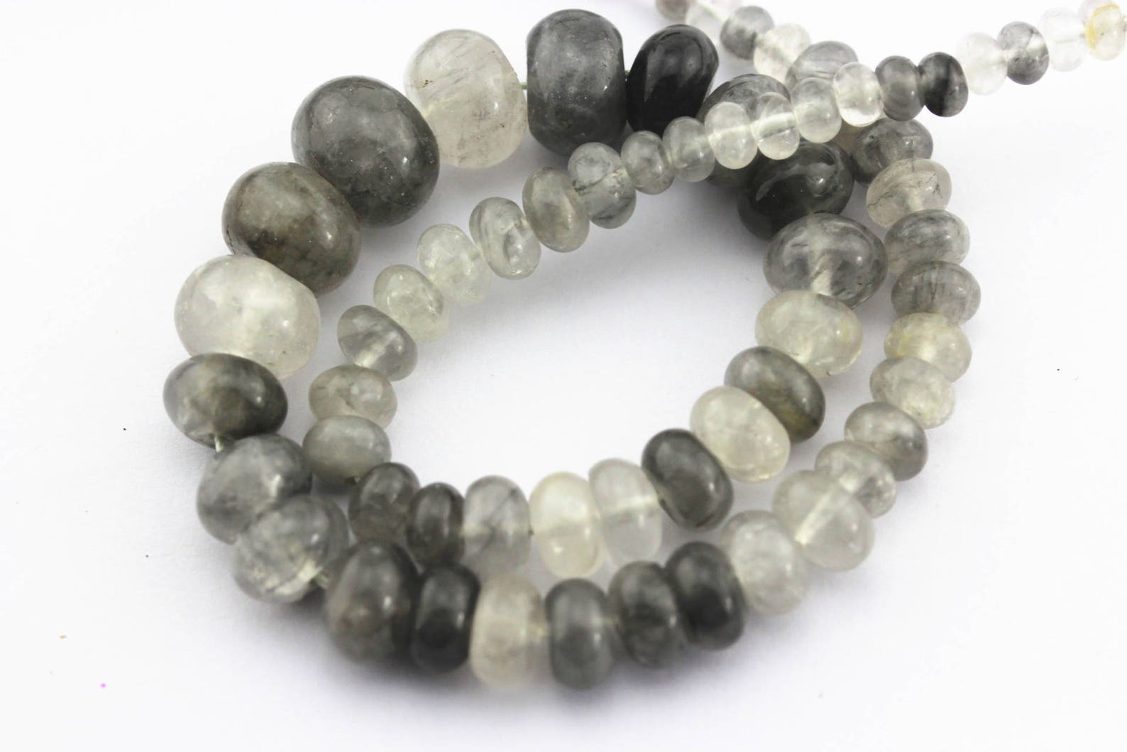 Cloudy Gray Quartz Graduated Smooth Rondelle Beads Size Etsy