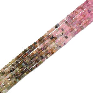 Gradient Multi Color Tourmaline Faceted Cube Beads Size 2.2mm 15.5&#39;&#39; Strand