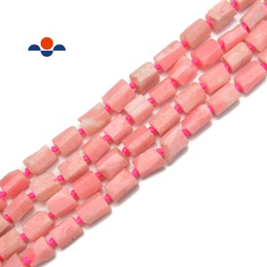 Natural Pink Opal Faceted Cylinder Tube Beads 7x10mm 15.5" Strand