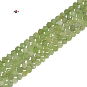 Natural Green Jade Faceted Round Beads Size 3mm 4mm 15.5&#39;&#39; Strand