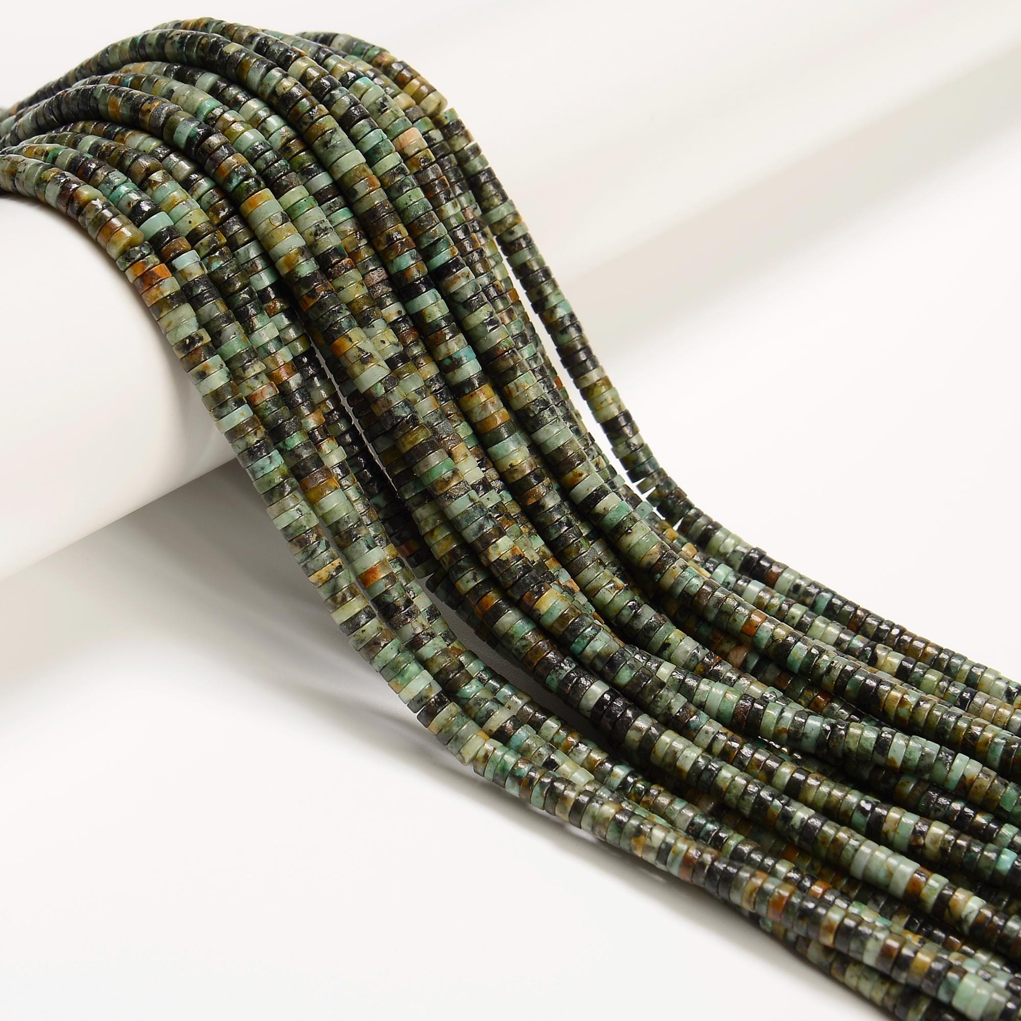 Cut Turquoise Disc Natural African Turquoise Heishi Disc Beads Size 1.5x4mm 1.5x6mm 15 ...