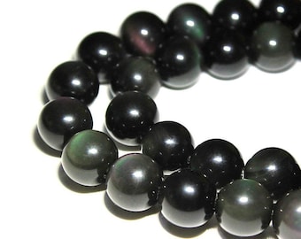 Rainbow Obsidian Smooth Round Beads 4mm 6mm 8mm 10mm 12mm 15.5" Strand