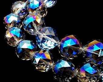 Clear Blue AB Crystal Glass Faceted Balls Chandelier Sun Catcher Beads 24mm 30mm