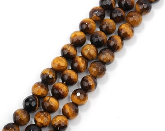Yellow Tiger Eye Faceted Round Beads 4mm 6mm 8mm 10mm 12mm 15.5" Strand