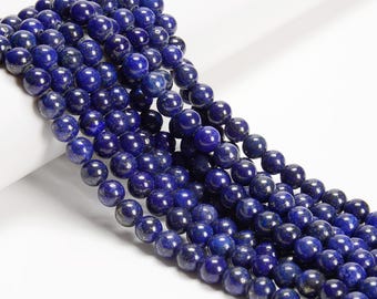 2.0mm Hole Lapis Lazuli Smooth Round Beads 8mm 10mm 15.5" Strand