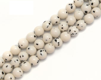 Dalmatian Jade Smooth Round Beads Size 6mm 8mm 10mm 15.5" Strand