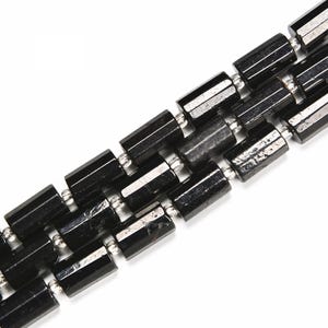 Black Tourmaline Faceted Cylinder Beads Size 10x16mm 15.5‘’ Strand